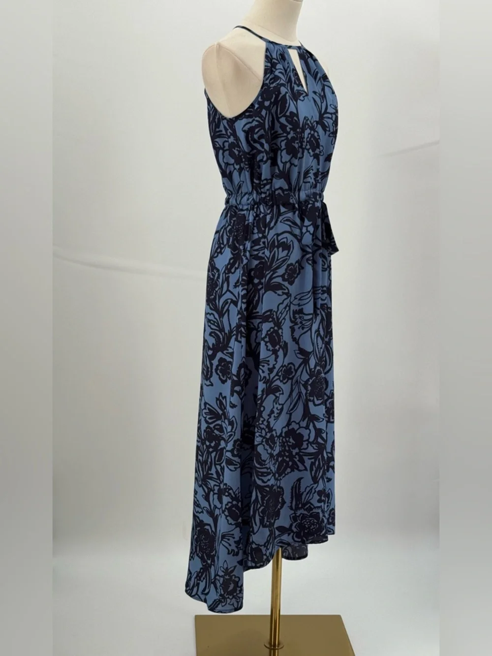 Loft Blue Floral Halter Maxi High Low Keyhole Vacation Summer Boho SZ XS-P - Picture 7 of 13